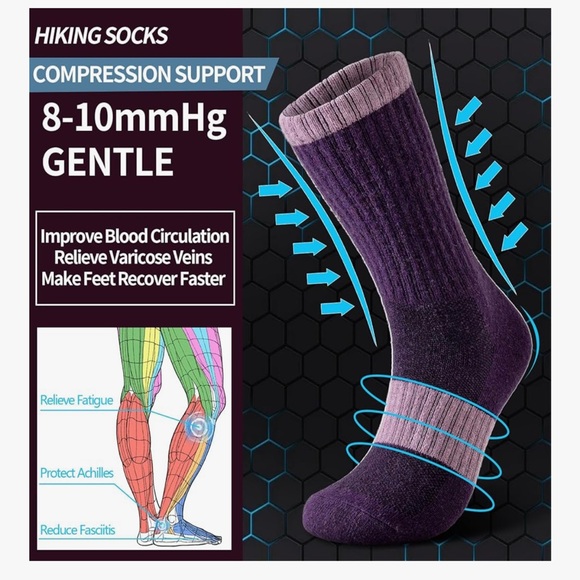 🆕 Wool Socks for Women - Hiking Womens Socks 5 Pairs, Thermal - Picture 3 of 8